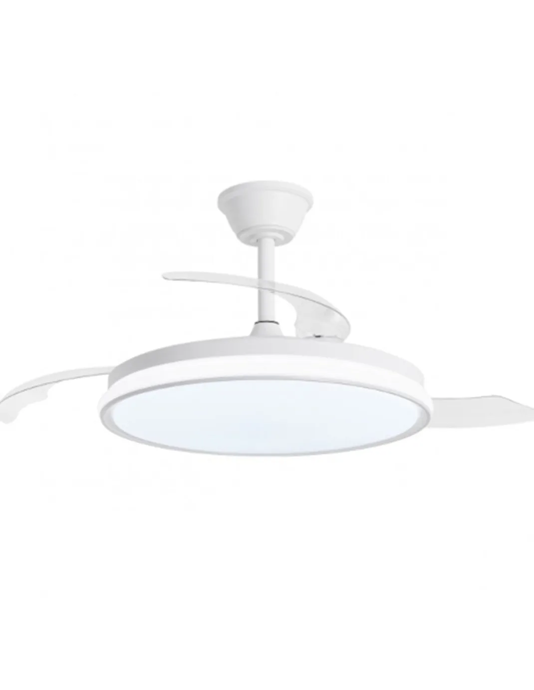 Ventilador con luz Dublin - AJP - Ventilador blanco ultrasilencioso con 3 aspas retráctiles y mando a distancia