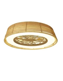 Ventilador con luz Indonesia Mini – Mantra – Plafón de ratán, LED regulable con mando a distancia, 4 velocidades