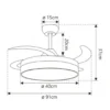 Ventilador con luz Mini Togo - AJP - Negro ultrasilencioso con 3 aspas retráctiles y mando a distancia
