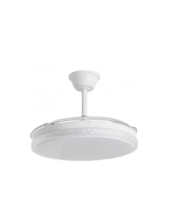 Ventilador con luz Nova - AJP - Ventilador blanco ultrasilencioso con 3 aspas retráctiles y mando a distancia