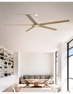 Ventilador de techo Bigwood 20 XL - Faro - Palas de madera FSC de pino, motor DC