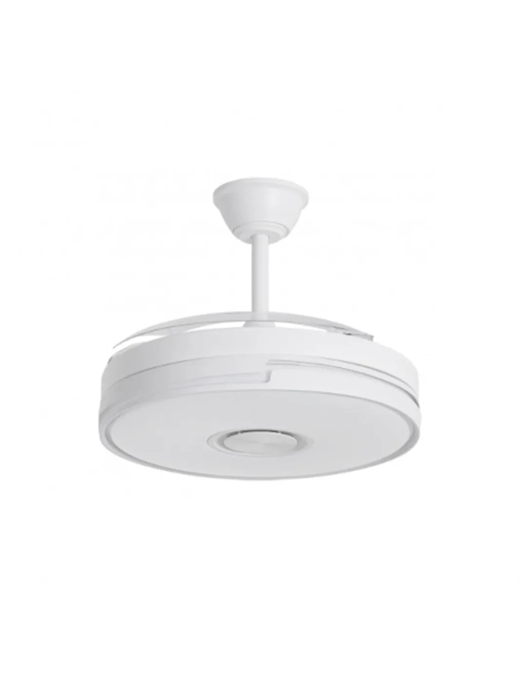 Ventilador de techo con luz Auron - AJP - Ventilador blanco con RGB, altavoz Bluetooth y aspas retráctiles