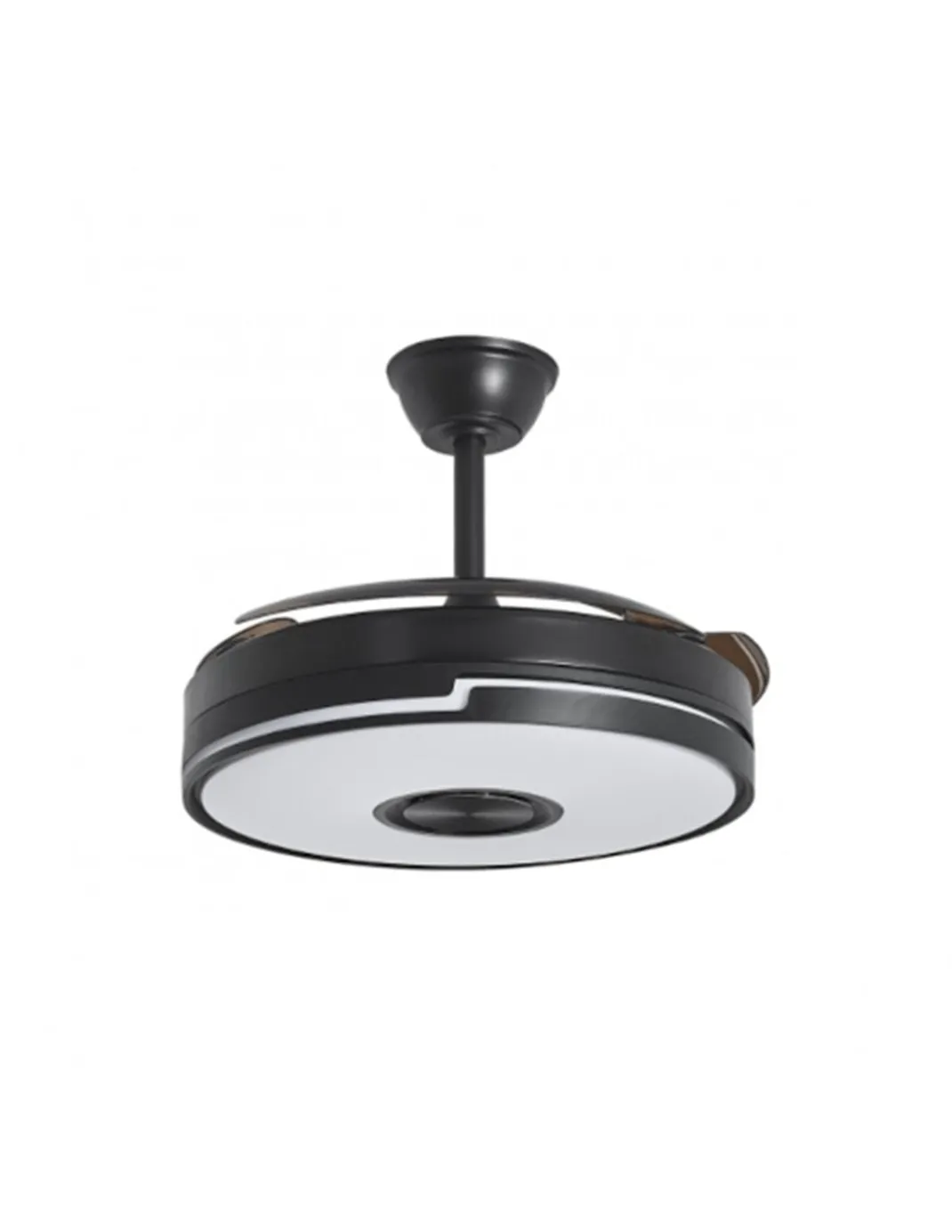Ventilador de techo con luz Auron - AJP - Luz RGB, altavoz Bluetooth y acabado negro con aspas retráctiles