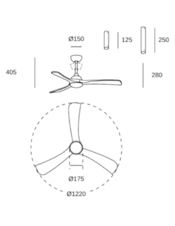 Ventilador de techo con luz Bosc - FORLIGHT - Ventilador DC de madera oscura, 6 velocidades