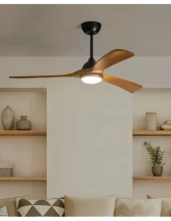 Ventilador de techo con luz Bosc - FORLIGHT - Ventilador DC de madera oscura, 6 velocidades