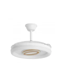 Ventilador de techo con luz Bribón - AJP - Lámpara ventilador decorativa con aspas retráctiles y modo brisa