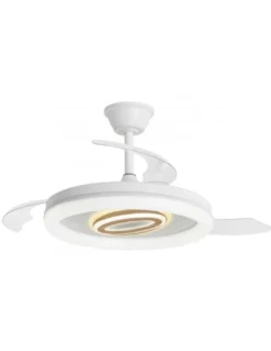 Ventilador de techo con luz Bribón - AJP - Lámpara ventilador decorativa con aspas retráctiles y modo brisa