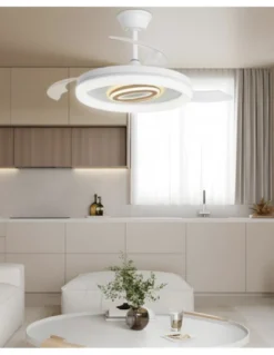 Ventilador de techo con luz Bribón - AJP - Lámpara ventilador decorativa con aspas retráctiles y modo brisa