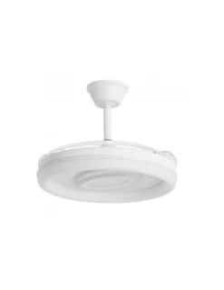 Ventilador de techo con luz Bribón - AJP - Blanco con difusor decorativo, aspas retráctiles y modo brisa