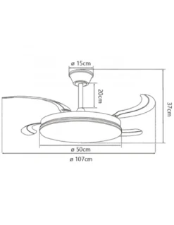 Ventilador de techo con luz Creta - AJP - Blanco con aspas reversibles, luz regulable y mando a distancia