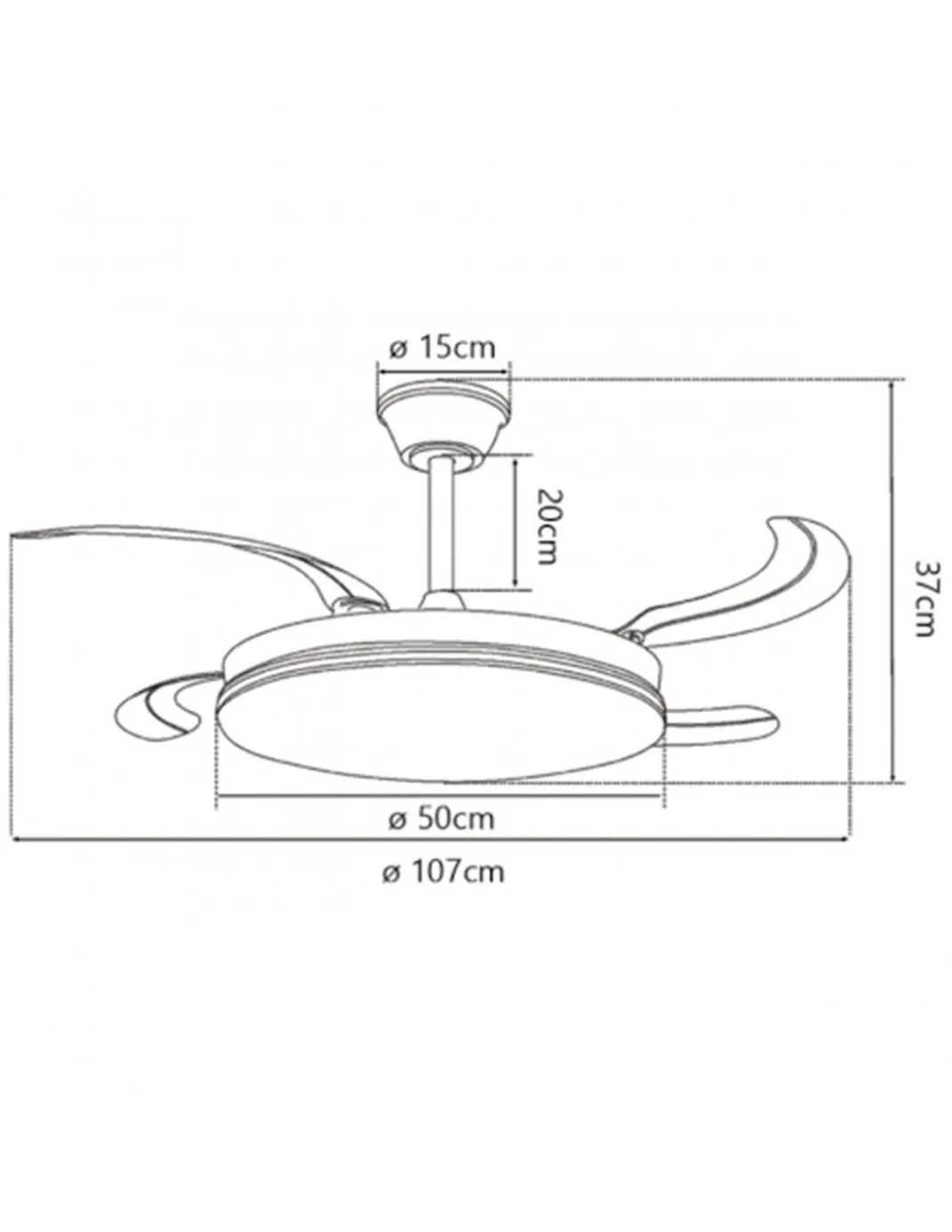 Ventilador de techo con luz Creta - AJP - Blanco con aspas reversibles, luz regulable y mando a distancia
