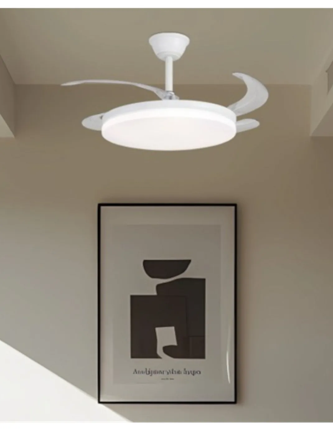 Ventilador de techo con luz Creta - AJP - Blanco con aspas reversibles, luz regulable y mando a distancia