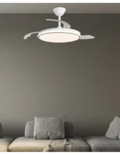 Ventilador de techo con luz Dublin - AJP - Aspas retráctiles en madera oscura con mando a distancia y luz regulable