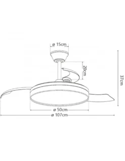 Ventilador de techo con luz Dublin - AJP - Aspas retráctiles en madera oscura con mando a distancia y luz regulable