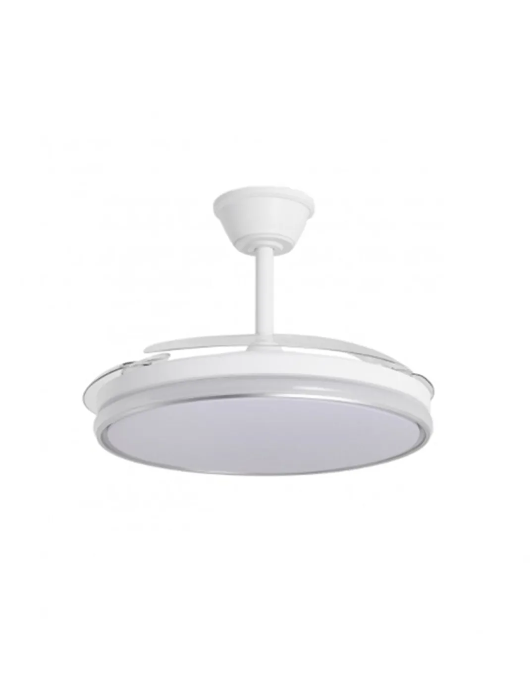 Ventilador de techo con luz Dublin - AJP - Acabado plata con aspas retráctiles, luz regulable y mando a distancia