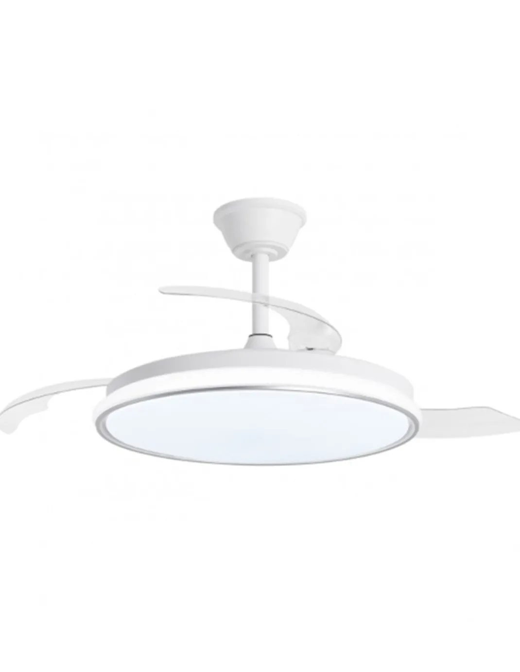 Ventilador de techo con luz Dublin - AJP - Acabado plata con aspas retráctiles, luz regulable y mando a distancia