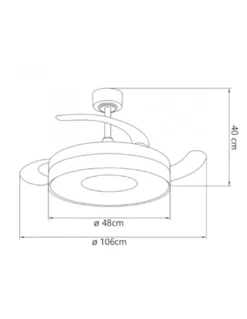 Ventilador de techo con luz Duna - AJP - Luz regulable, acabado blanco y madera y aspas retráctiles
