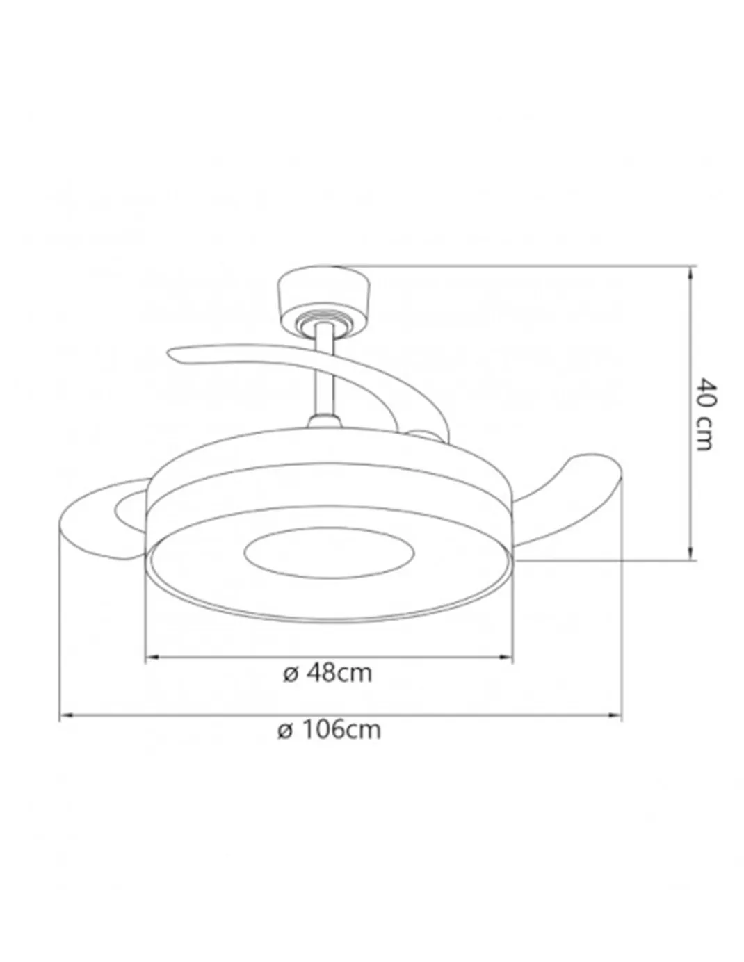 Ventilador de techo con luz Duna - AJP - Luz regulable, acabado blanco y madera y aspas retráctiles