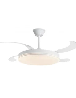 Ventilador de techo con luz Ecos - AJP - Ventilador blanco con palas retráctiles