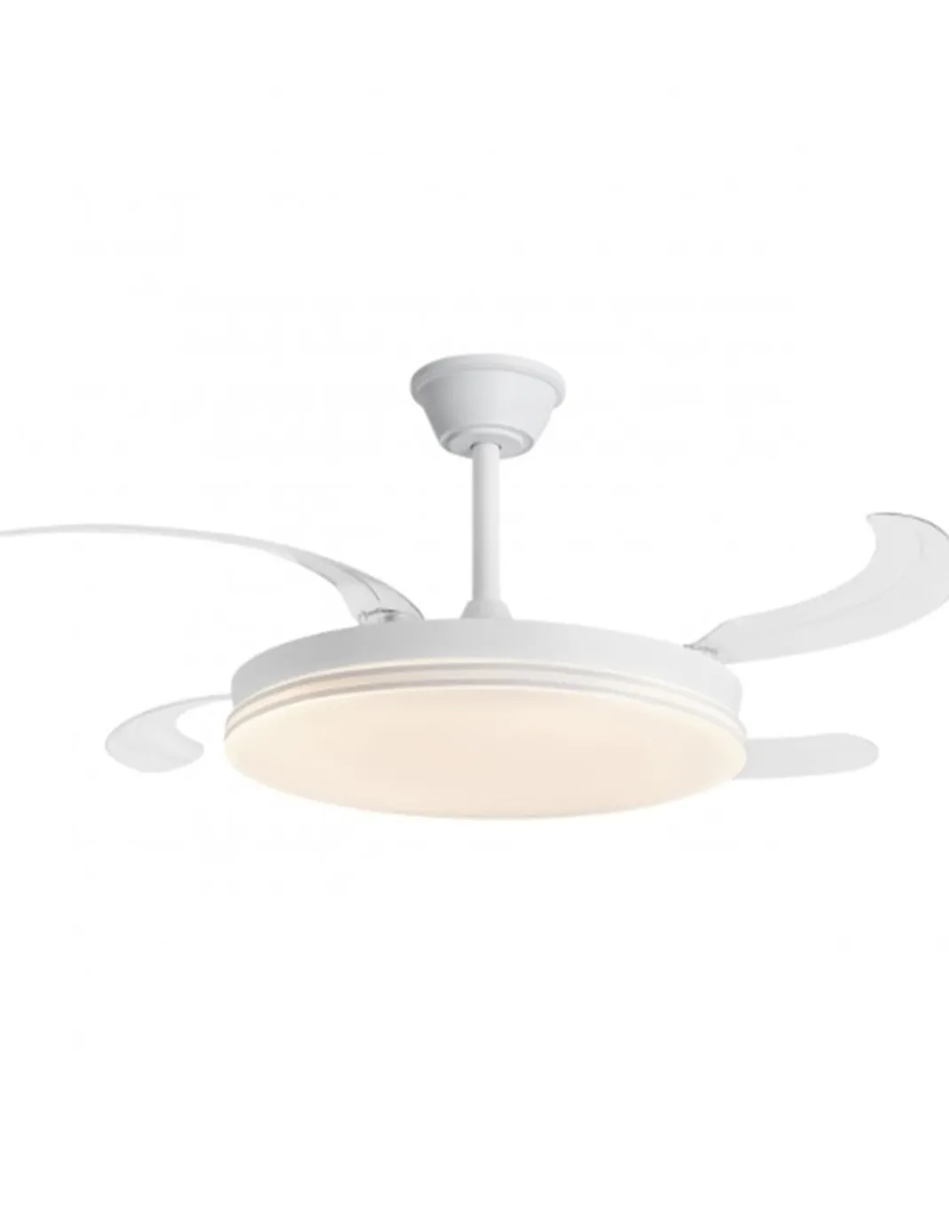 Ventilador de techo con luz Ecos - AJP - Ventilador blanco con palas retráctiles