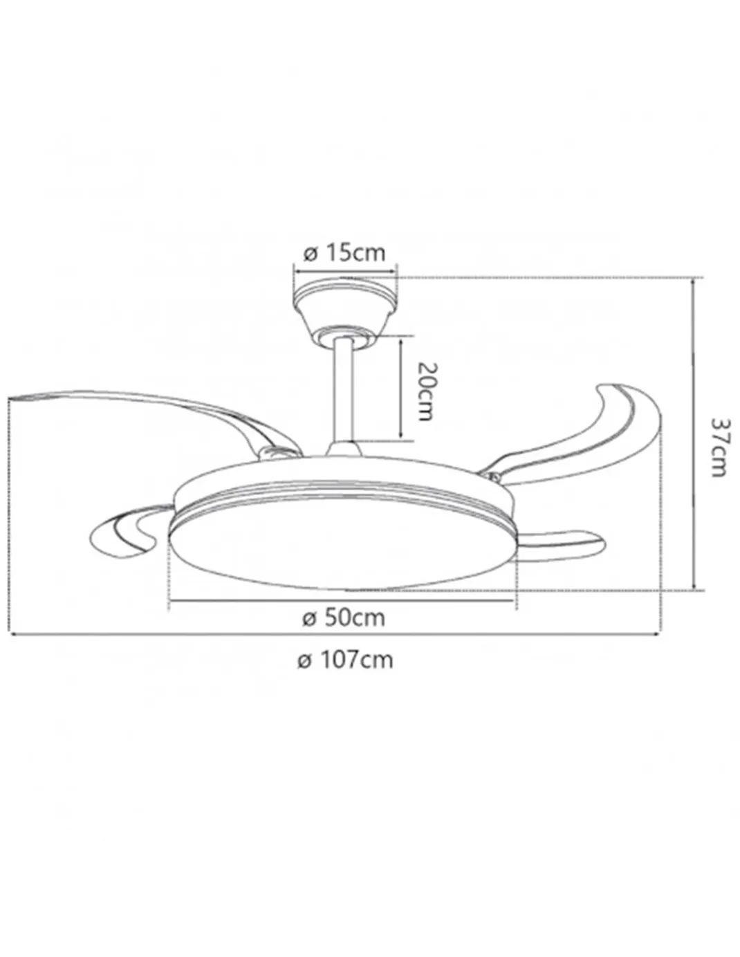Ventilador de techo con luz Ecos - AJP - Ventilador blanco con palas retráctiles