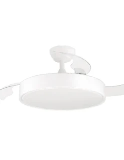 Ventilador de techo con luz Esla - ALG - Aspas retráctiles en blanco con mando a distancia y motor ultrasilencioso