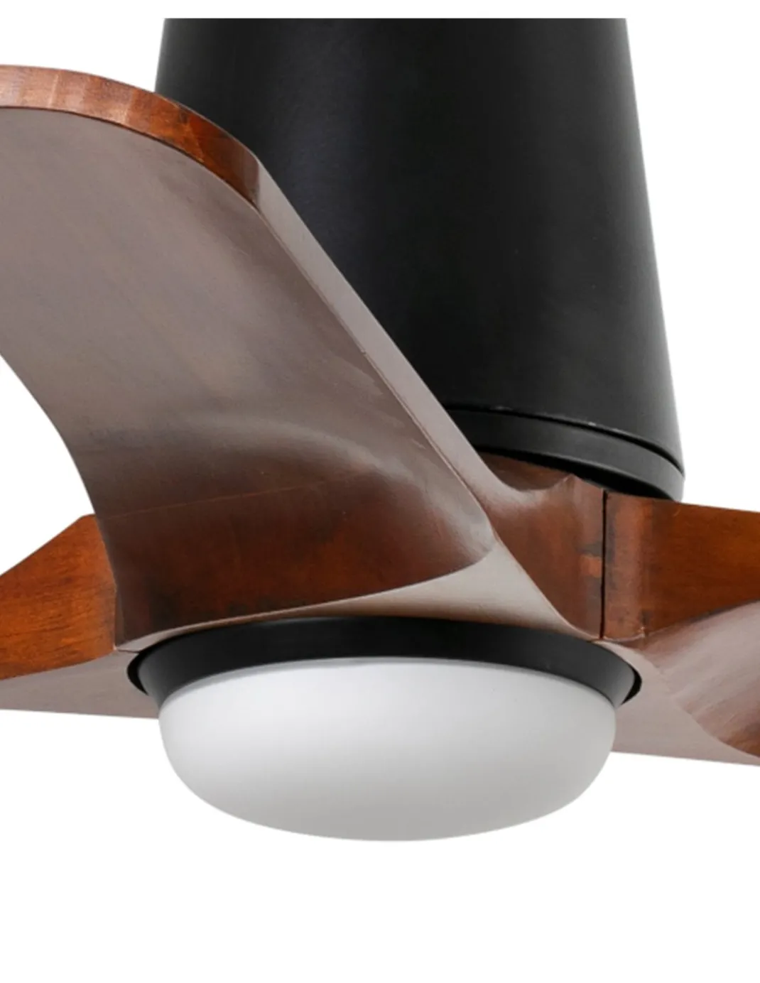 Ventilador de techo con luz Heywood Tub LED S - Faro - Ventilador DC con palas nogal