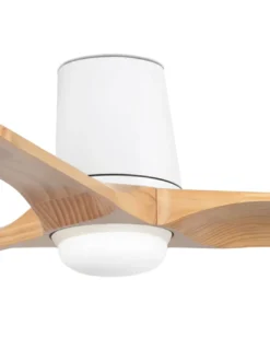 Ventilador de techo con luz Heywood Tub LED S - Faro - Ventilador DC con palas de pino