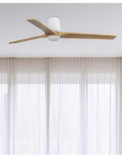Ventilador de techo con luz Heywood Tub LED L - Faro - Ventilador DC de pino