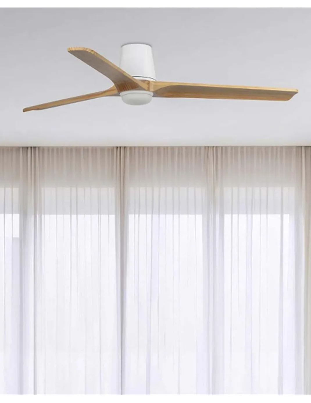 Ventilador de techo con luz Heywood Tub LED L - Faro - Ventilador DC de pino