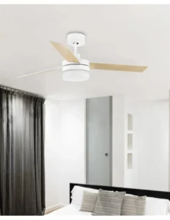 Ventilador de techo con luz Ice - Faro - Ventilador con altavoz, palas reversibles