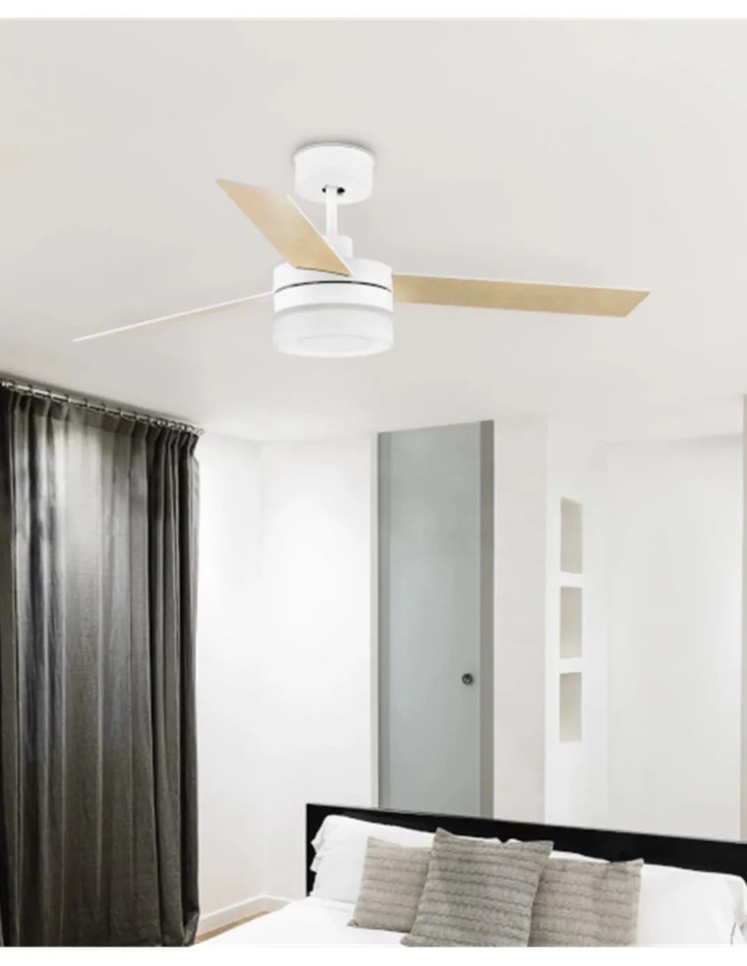 Ventilador de techo con luz Ice - Faro - Ventilador con altavoz, palas reversibles