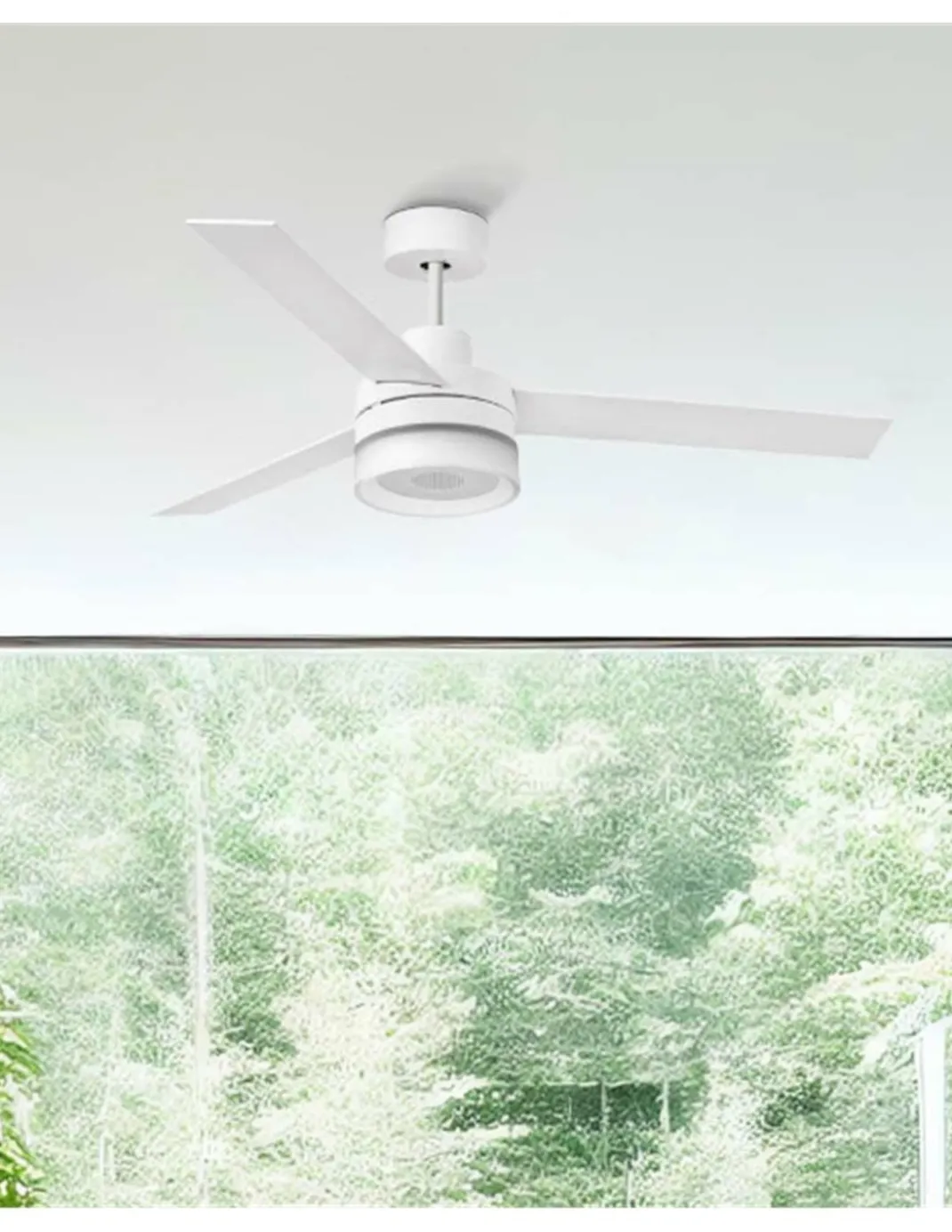 Ventilador de techo con luz Ice - Faro - Ventilador con altavoz, palas reversibles