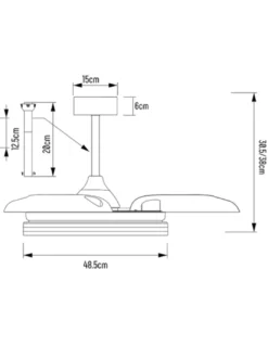Ventilador de techo con luz Júcar - ALG - Blanco con control Bluetooth, aspas abatibles y luz regulable