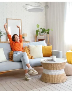 Ventilador de techo con luz Júcar - ALG - Blanco con control Bluetooth, aspas abatibles y luz regulable