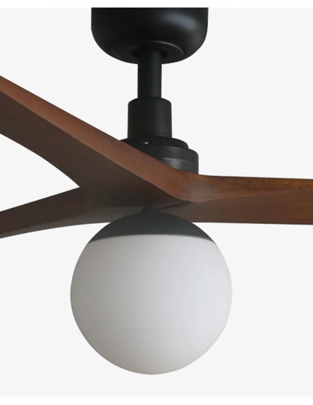 Ventilador de techo con luz Klim Smart M - Faro - Elegante ventilador DC con palas de madera nogal