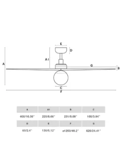 Ventilador de techo con luz Klim Smart M - Faro - Ventilador inteligente y silencioso, luz bola