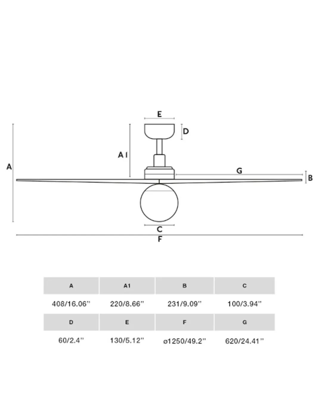 Ventilador de techo con luz Klim Smart M - Faro - Ventilador inteligente y silencioso, luz bola