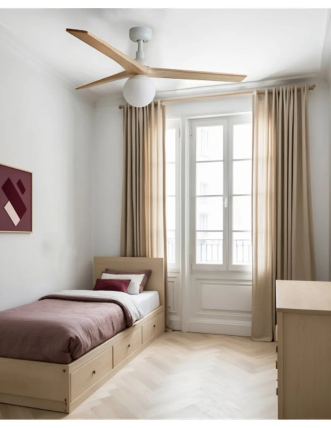 Ventilador de techo con luz Klim Smart M - Faro - Ventilador inteligente y silencioso, luz bola