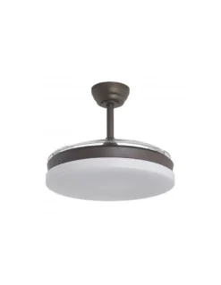 Ventilador de techo con luz Malta - AJP - Acabado café con aspas retráctiles, luz regulable y mando a distancia