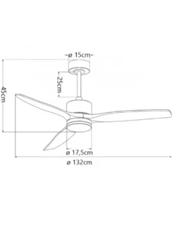 Ventilador de techo con luz Madeira - AJP - Palas de madera natural con acabado níquel satinad, ultrasilencioso