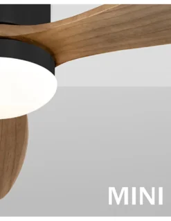 Ventilador de techo con luz Mini Siroco – Schuller –Palas nogal, motor DC, 6 velocidades