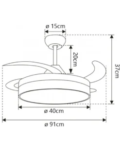Ventilador de techo con luz Mini Togo - AJP - 3 palas, motor DC, LED regulable