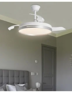 Ventilador de techo con luz Mini Togo - AJP – Ventilador con aspas retráctiles, motor DC con 6 velocidades