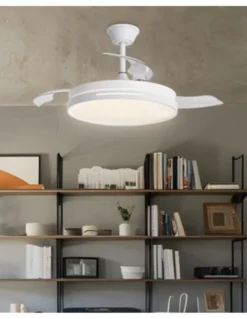 Ventilador de techo con luz Mini Togo - AJP - Ventilador con aspas desplegables, 6 velocidades