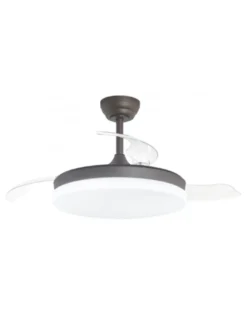 Ventilador de techo con luz Mini Malta - AJP - Acabado café compacto con aspas retráctiles, luz regulable y mando a distancia