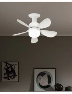 Ventilador de techo con luz Nano - AJP - Ventilador blanco LED, motor DC, 3 velocidades