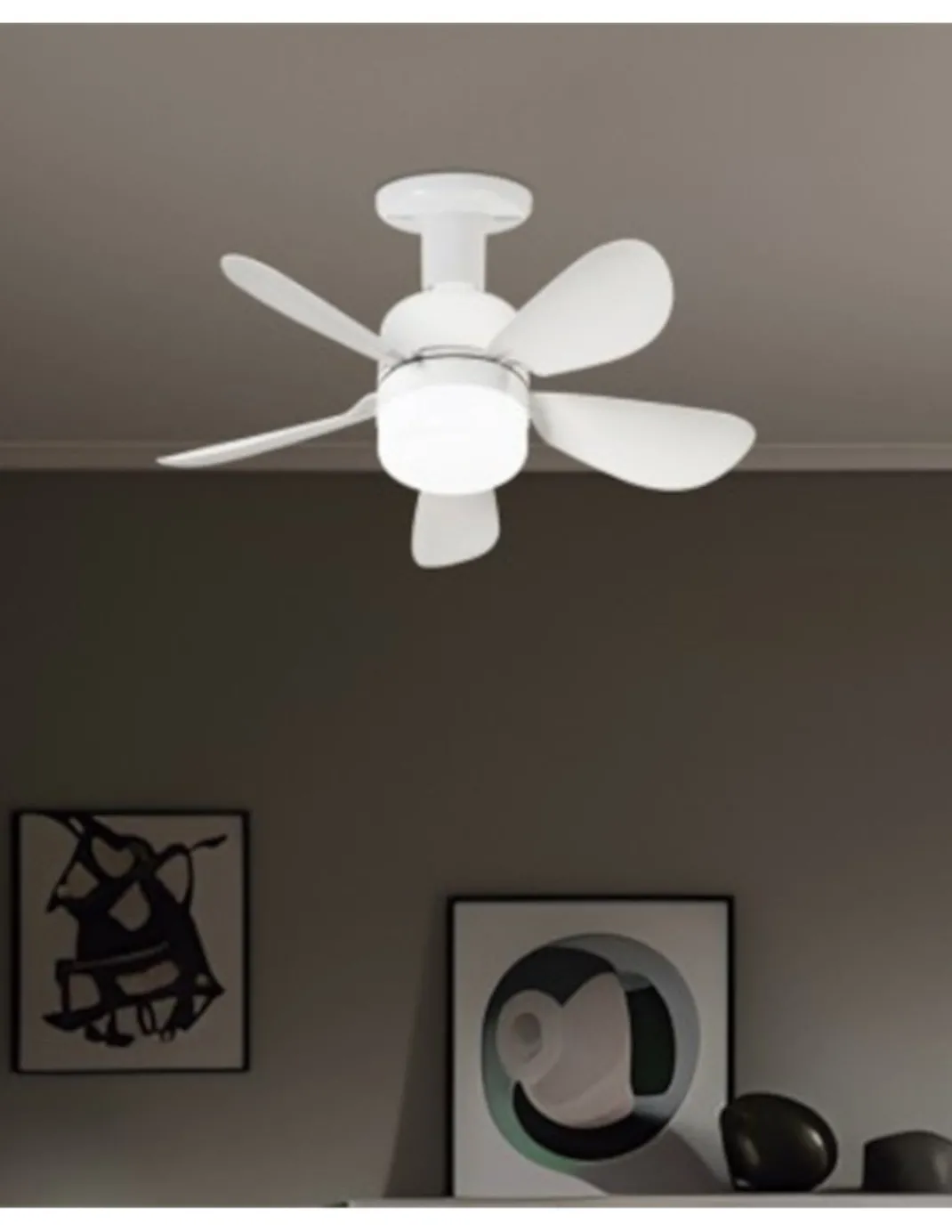 Ventilador de techo con luz Nano - AJP - Ventilador blanco LED, motor DC, 3 velocidades
