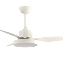 Ventilador de techo con luz Nilo Mini - ALG - Ventilador blanco con 3 palas fijas y motor ultrasilencioso