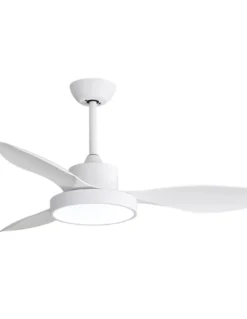 Ventilador de techo con luz Nilo - ALG - Blanco con 3 palas fijas, motor ultrasilencioso y mando a distancia